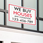 Zwart Rood Custom Wij kopen huizen onroerend goed Spandoek (Buitenkant Gebouw)