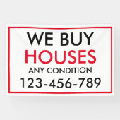 Zwart Rood Custom Wij kopen huizen onroerend goed Spandoek (Horizontaal)