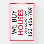 Zwart Rood Custom Wij kopen huizen onroerend goed Spandoek (Verticaal)