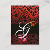 ZWART ROOD DAMASK BLOEMMONOGRAM ,Ruby Gem Visitekaartje (Achterkant)