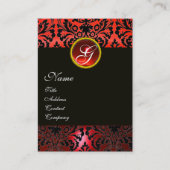 ZWART ROOD DAMASK BLOEMMONOGRAM ,Ruby Gem Visitekaartje (Voorkant)