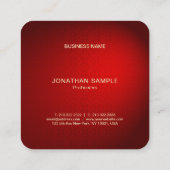 Zwart Rood Damask Gouden Tekst Chic Afgeronde Sjab Vierkante Visitekaartje (Achterkant)