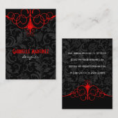 Zwart & Rood  Damasks visitekaartsjabloon Visitekaartje (Voorkant / Achterkant)