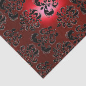 ZWART ROOD DAMAST EDELGESTEENTE MONOGRAM Bloemig Tissuepapier (Detail)