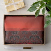 ZWART ROOD DAMAST EDELGESTEENTE MONOGRAM Bloemig Tissuepapier (Geschenk)