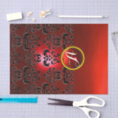 ZWART ROOD DAMAST EDELGESTEENTE MONOGRAM Bloemig Tissuepapier (Craft)