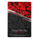 Zwart & rood damast met zilveren accenten mini klembord (Achterkant)