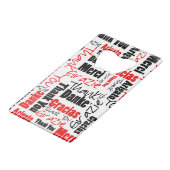 Zwart-rood Dank u Word Cloud Creditkaart Flessenopener (Voorkant Gekanteld)