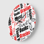 Zwart-rood Dank u Word Cloud Grote Klok (Hoek)