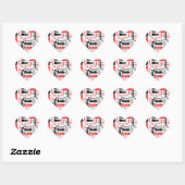 Zwart-rood Dank u Word Cloud Hart Sticker (Vel)