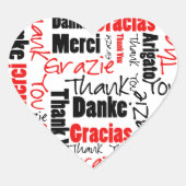 Zwart-rood Dank u Word Cloud Hart Sticker (Voorkant)