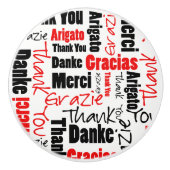 Zwart-rood Dank u Word Cloud Keramische Knop (Voorkant)