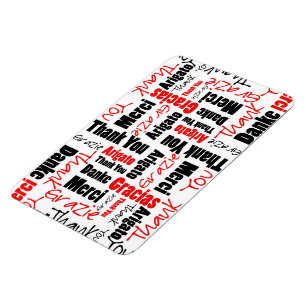 Zwart-rood Dank u Word Cloud Magneet