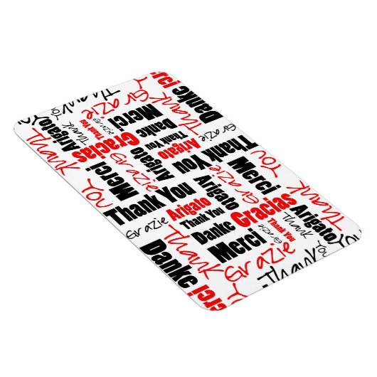 Zwart-rood Dank u Word Cloud Magneet (Rechterzijde)