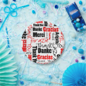 Zwart-rood Dank u Word Cloud Papieren Bordje (Feest)