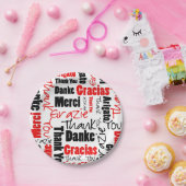 Zwart-rood Dank u Word Cloud Papieren Bordje (Feest)