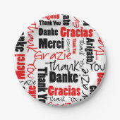 Zwart-rood Dank u Word Cloud Papieren Bordje (Voorkant)