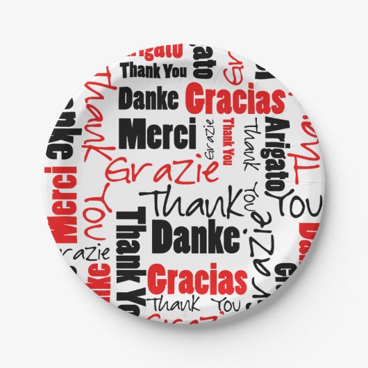 Zwart-rood Dank u Word Cloud Papieren Bordje (Voorkant)
