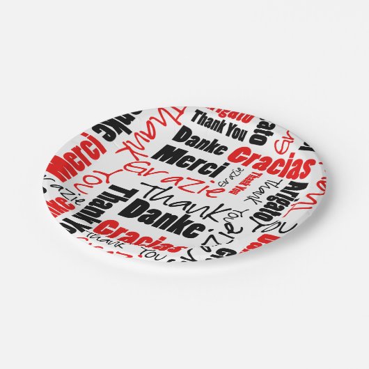 Zwart-rood Dank u Word Cloud Papieren Bordje (Gekanteld)