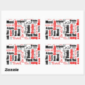 Zwart-rood Dank u Word Cloud Rechthoekige Sticker (Vel)
