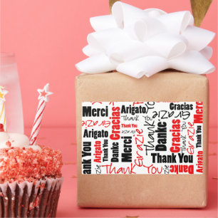Zwart-rood Dank u Word Cloud Rechthoekige Sticker