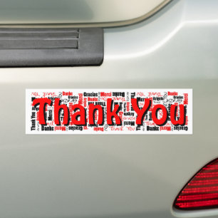 Zwart-rood Dank u Word Cloud Sjabloon Bumpersticker