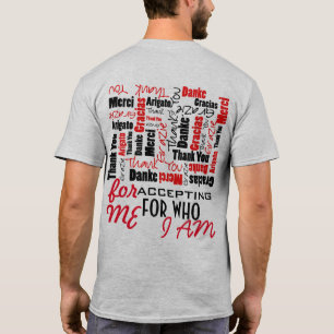 Zwart-rood Dank u Word Cloud Sjabloon T-shirt