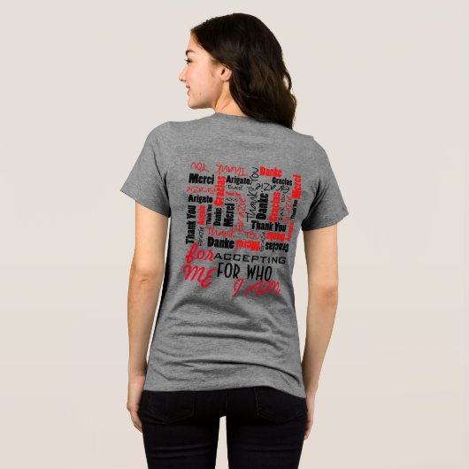Zwart-rood Dank u Word Cloud Sjabloon Tri-Blend Shirt (Achterkant volledig)