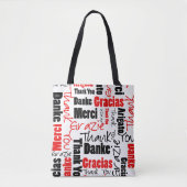 Zwart-rood Dank u Word Cloud Tote Bag (Voorkant)