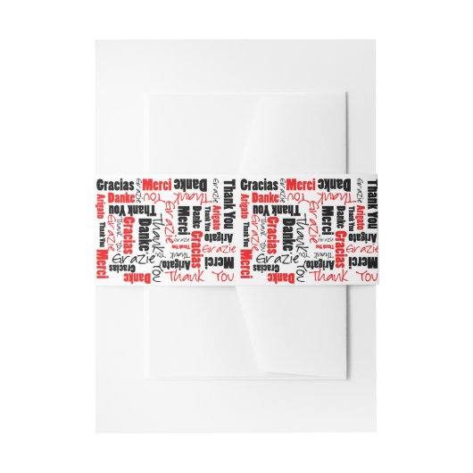 Zwart-rood Dank u Word Cloud Uitnodigingen Wikkel (Voorkant Voorbeeld)