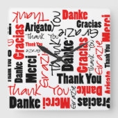 Zwart-rood Dank u Word Cloud Vierkante Klok (Voorkant)
