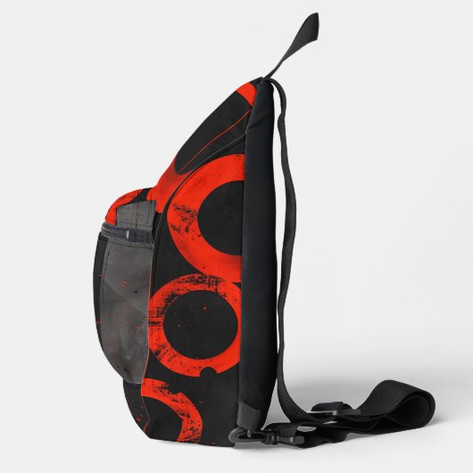 Zwart & Rood Digitale kunst Sling Bag (Rechts)