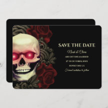 Zwart rood donker moody gothic schedel halloweddin