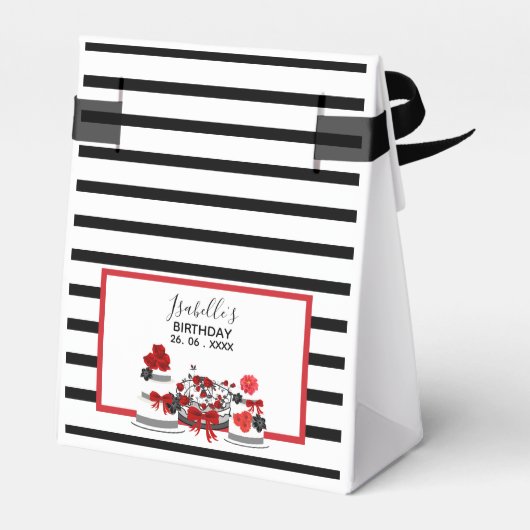 Zwart Rood Elegant 75e Verjaardagsfeestje DANK U Bedankdoosjes (Achterkant)