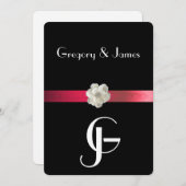 Zwart & Rood Elegant Gay/Lesbisch Bruiloft Uitnodi Kaart (Voorkant / Achterkant)