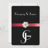 Zwart & Rood Elegant Gay/Lesbisch Bruiloft Uitnodi Kaart (Voorkant)