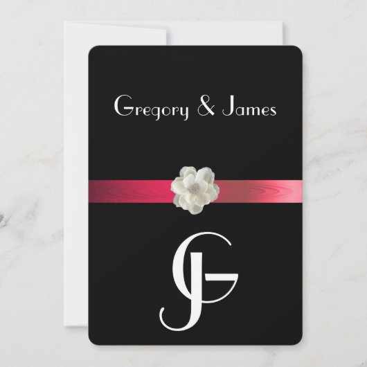 Zwart & Rood Elegant Gay/Lesbisch Bruiloft Uitnodi Kaart (Voorkant)