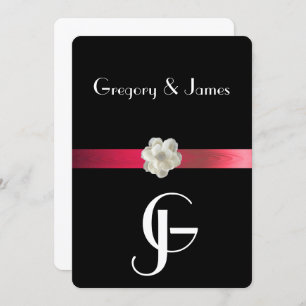 Zwart & Rood Elegant Gay/Lesbisch Bruiloft Uitnodi Kaart