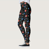 Zwart rood en blauw modern Abstract grafisch ontwe Leggings (Links)