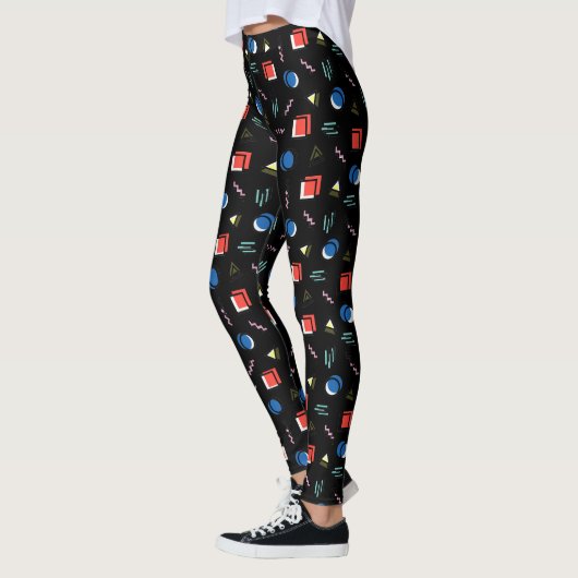 Zwart rood en blauw modern Abstract grafisch ontwe Leggings (Links)