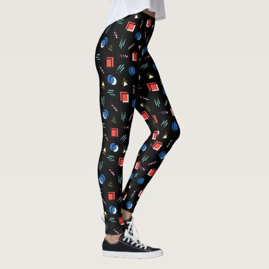 Zwart rood en blauw modern Abstract grafisch ontwe Leggings (Rechts)
