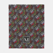 Zwart, rood en geel patroon | Monogram Fleece Deken (Voorkant)