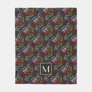 Zwart, rood en geel patroon   Monogram Fleece Deken