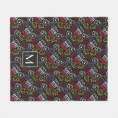 Zwart, rood en geel patroon | Monogram Fleece Deken (Voorkant (Horizontaal))