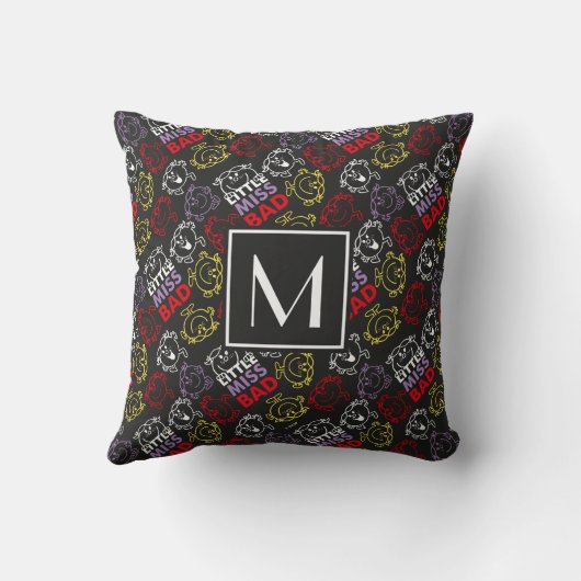 Zwart, rood en geel patroon | Monogram Kussen (Achterkant)