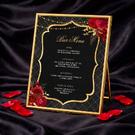 Zwart, rood en goud barmenu poster