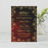 zwart rood en goud bloemenislamitisch moslim bruil kaart (Staand voorkant)