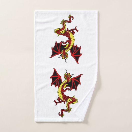 Zwart, rood en gouddraak bad handdoek (Handdoek)