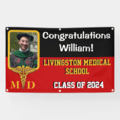 Zwart, rood en gouden Afstuderen van de Medische S Spandoek (Horizontaal)