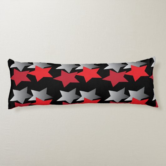 Zwart, rood en grijs mandje lichaamskussen (Achterkant)